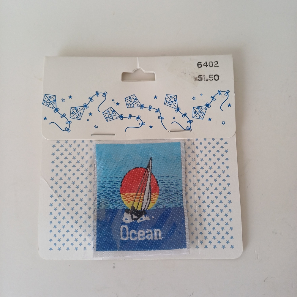 Vintage 80's Kids Ocean Swim Patch - Blue and Red 2" x 2"